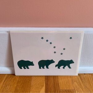 Ursa Major Handmade Greeting Card w/ Baby Bears Made in USA Recycled Paper